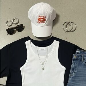 Anything for Selena’s Chic White Hat with Red Embroidery